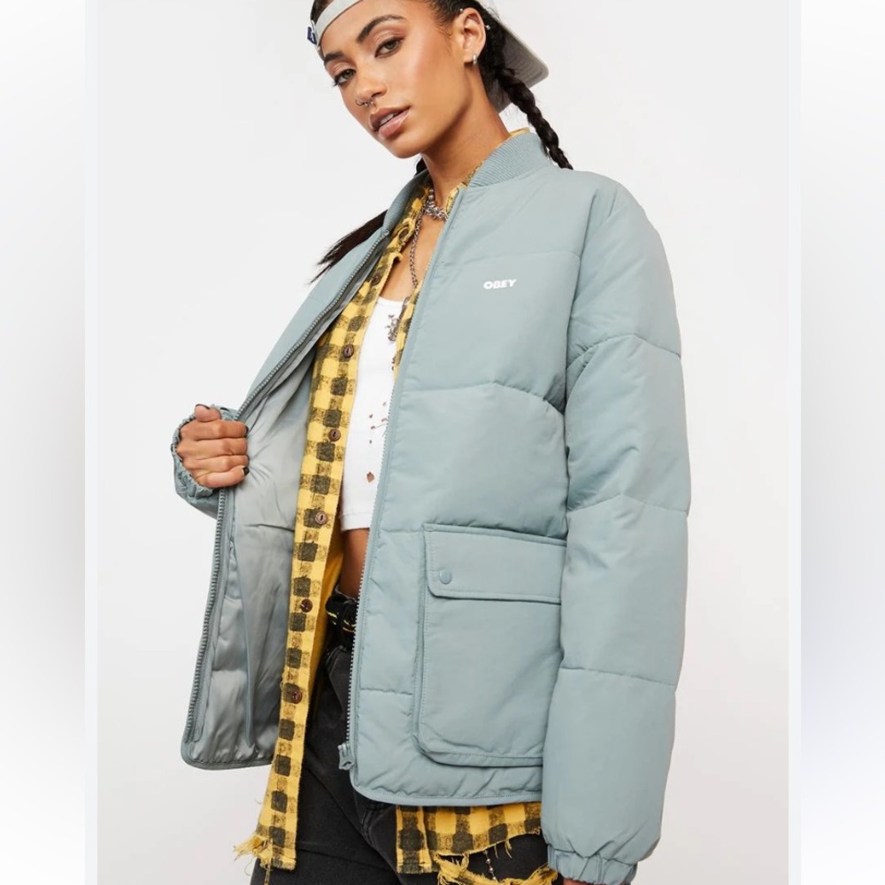 Obey Women’s Puffer Jacket Dolls Kill Leaf Dion XS Winter Jacket Cabincore - Picture 1 of 15